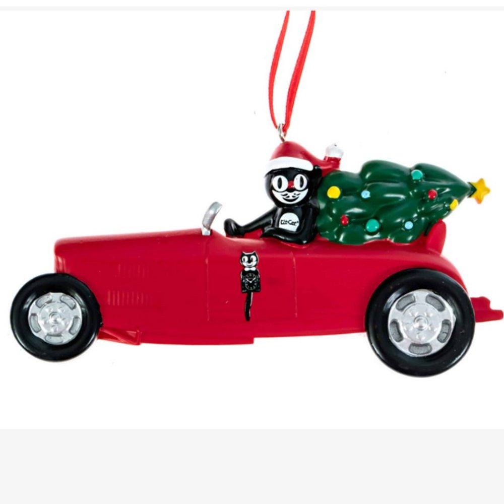 Kit-Cat Klock Driving a 1932 Red Ford Deuce Roadster ornament